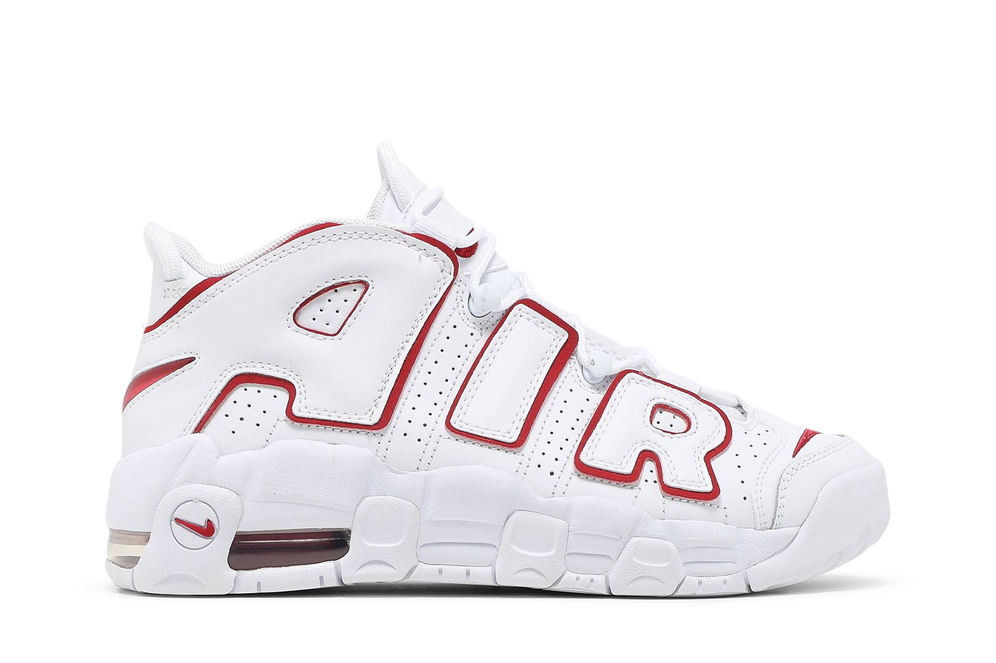 (Grade School) Nike Air More Uptempo 2021 White Varsity Red DJ5988-100 Skidge