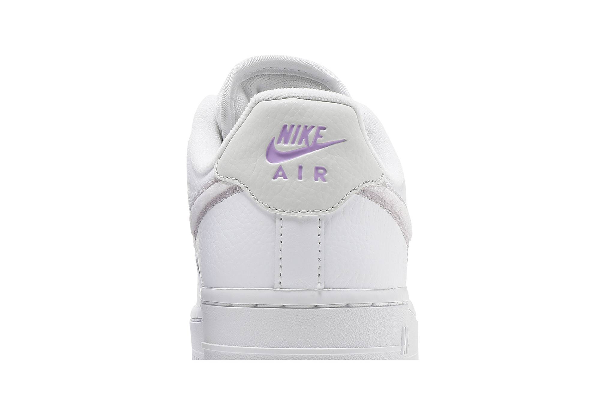 (Women) Nike Air Force 1 07 Essential Chenille Swoosh - White Lilac DN5056-100 Skidge - Image 7