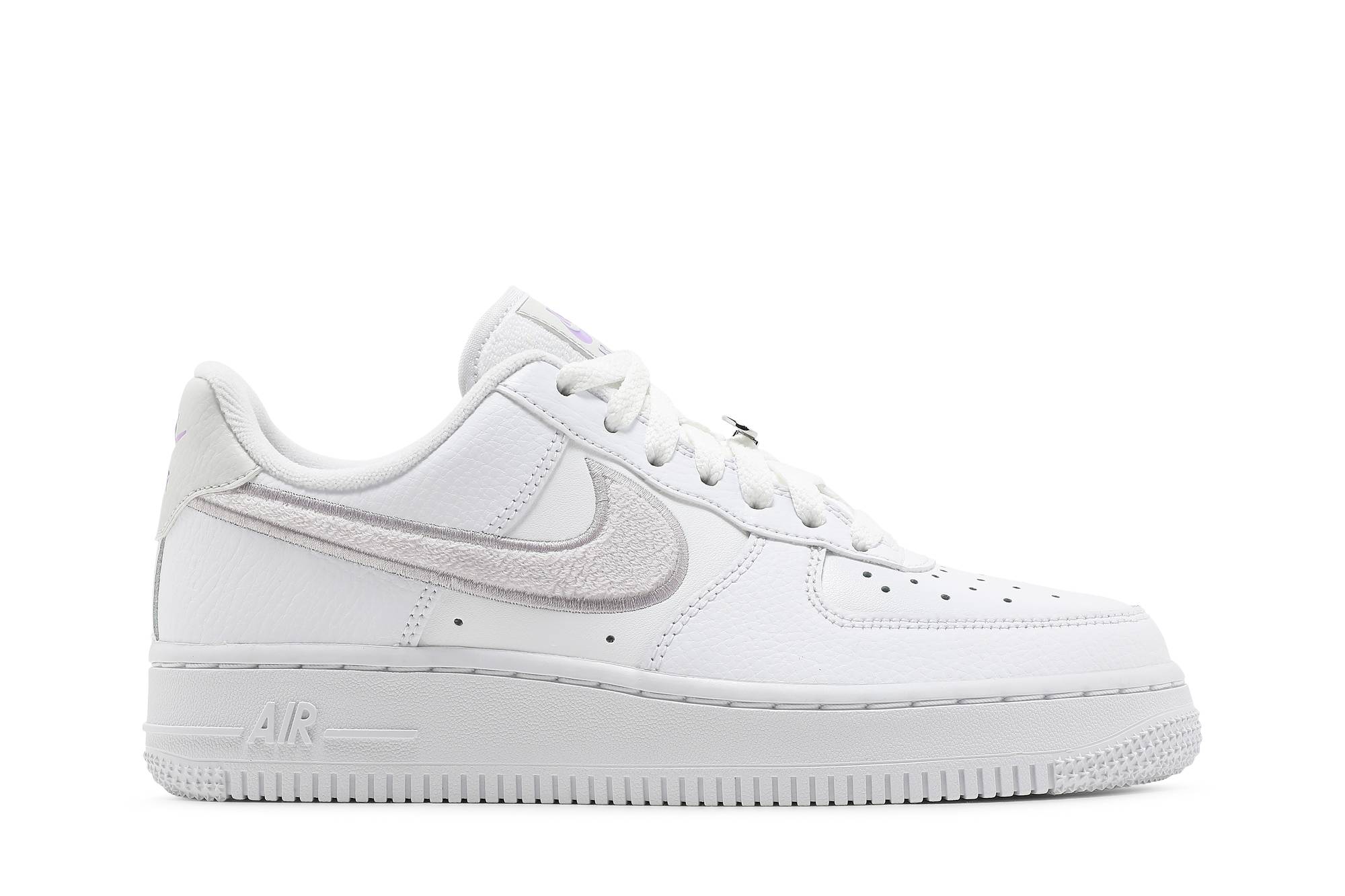 (Women) Nike Air Force 1 07 Essential Chenille Swoosh - White Lilac DN5056-100 Skidge
